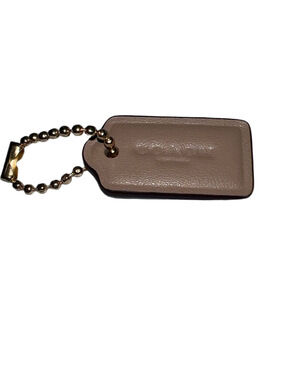 Coach Tan Leather Mini Hangtag with Gold Ball Chain
